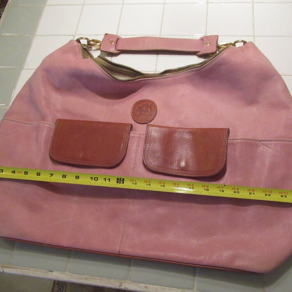 Terrida Tote Shopper Bag Colorful Bag XL Pink Leather - Picture 12 of 13